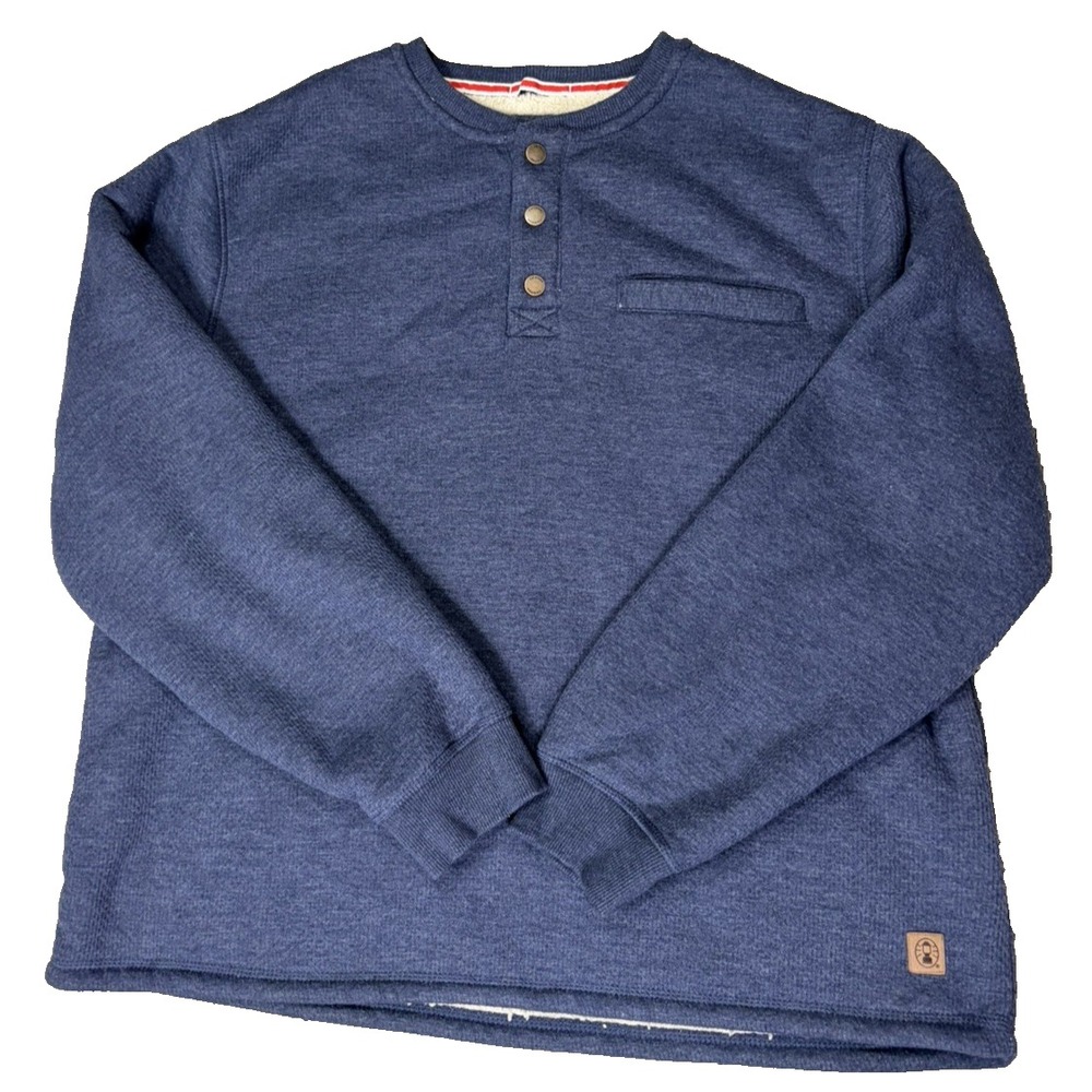 Coleman Men's Sherpa Lined Waffle Henley Shirt Indigo Heather Size XL